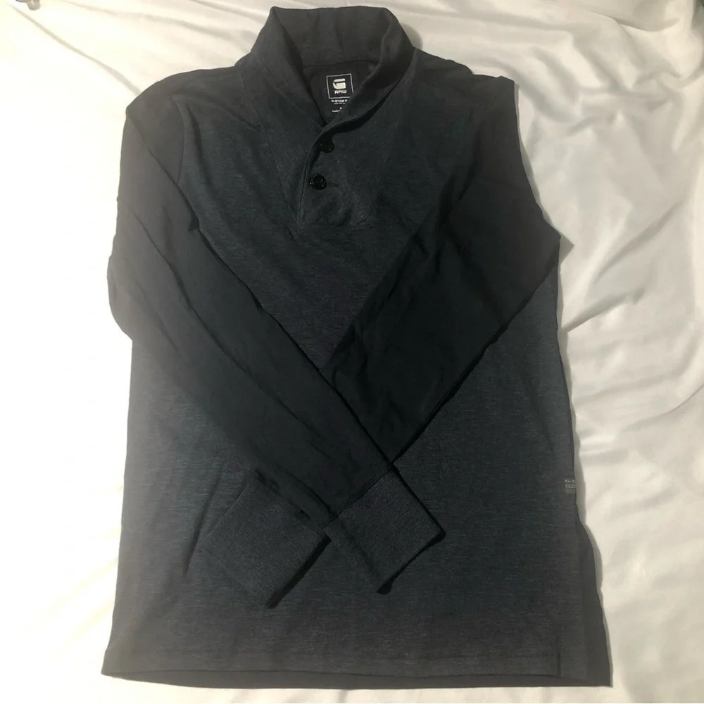 G-Star Raw Shawl Collar Pullover Sweater in Dark Grey and  Black